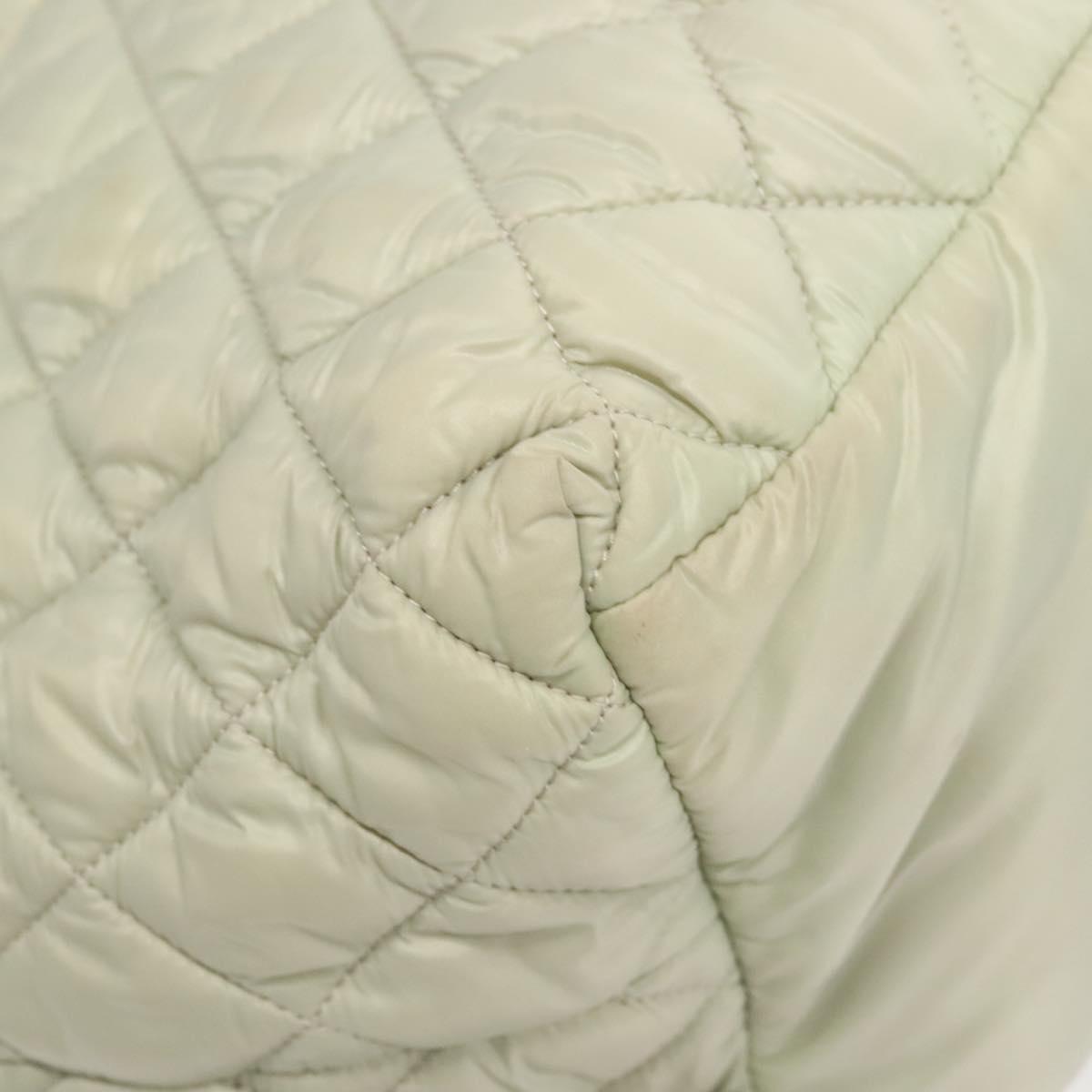 CHANEL Cococoon Hand Bag Nylon Gray Silver CC Auth 123385