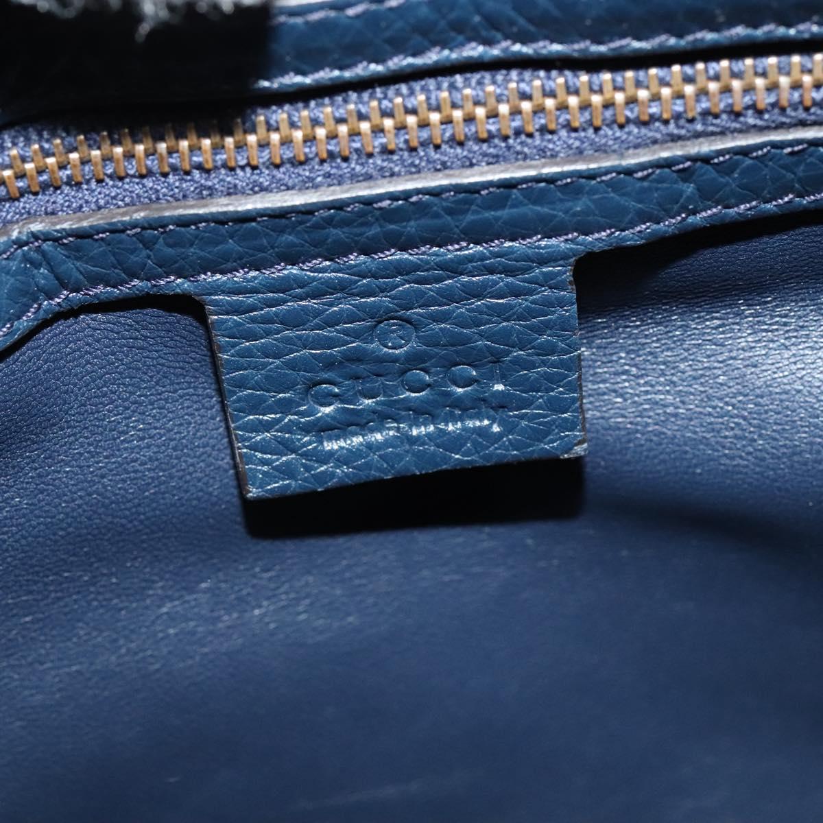 GUCCI Shoulder Bag Leather Blue Gold 338985 Auth 123404