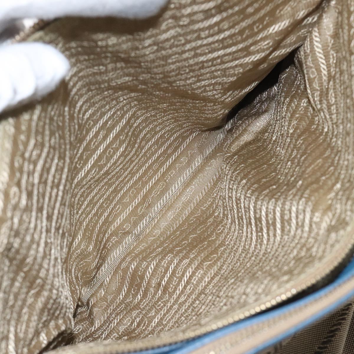 PRADA Hand Bag Canvas Beige Gold Auth 123406