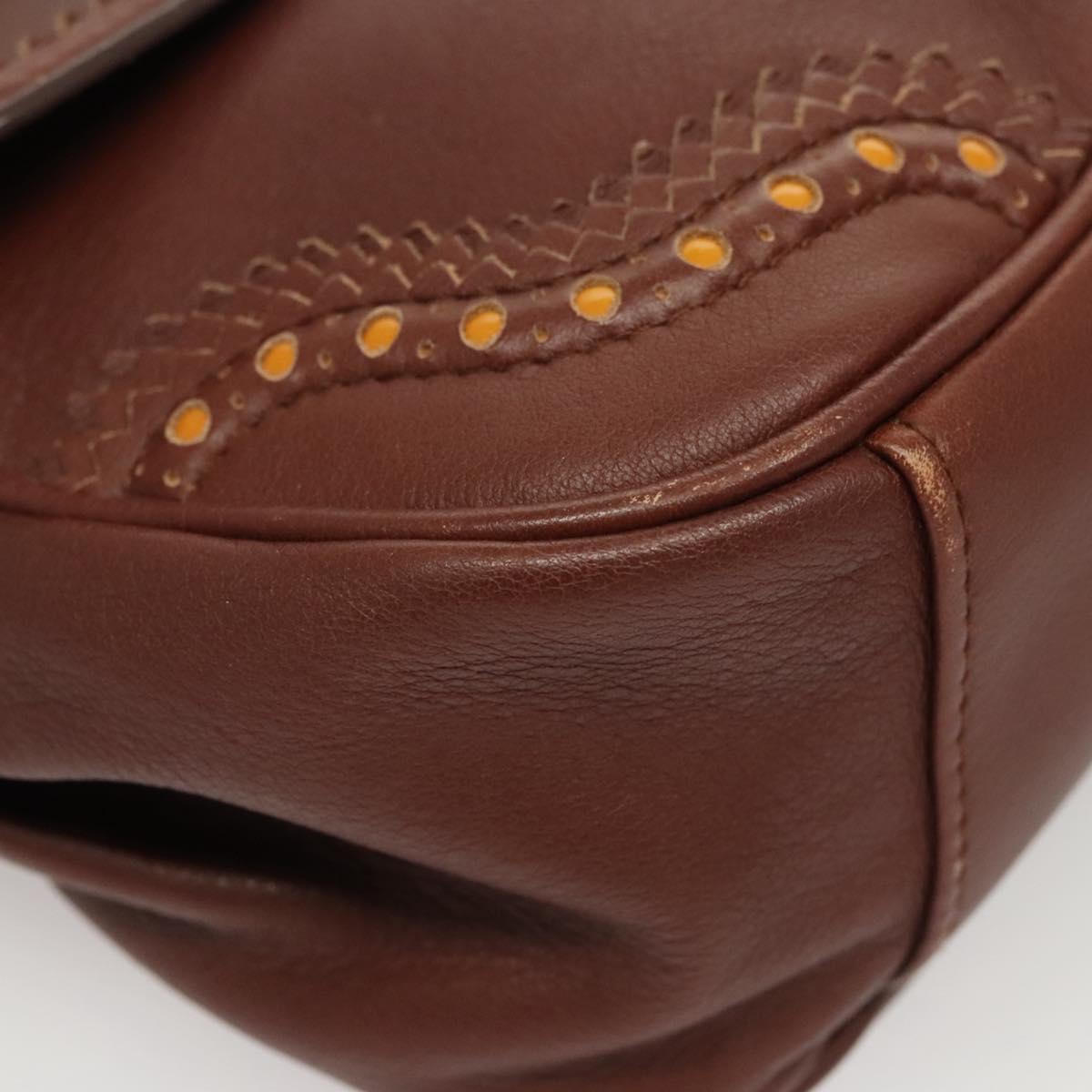 BALLY Hand Bag Leather 2way Brown Gold Auth 123408