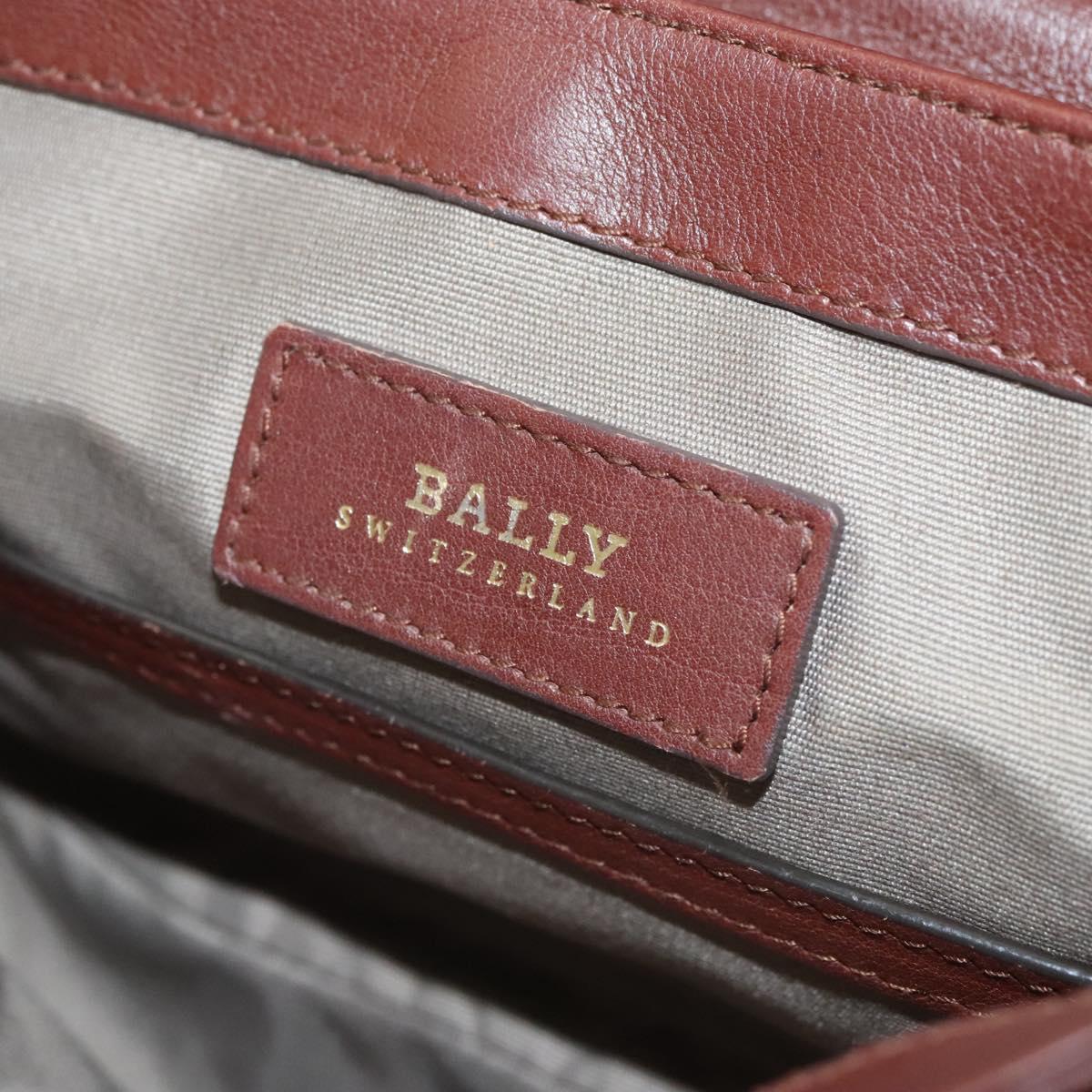 BALLY Hand Bag Leather 2way Brown Gold Auth 123408