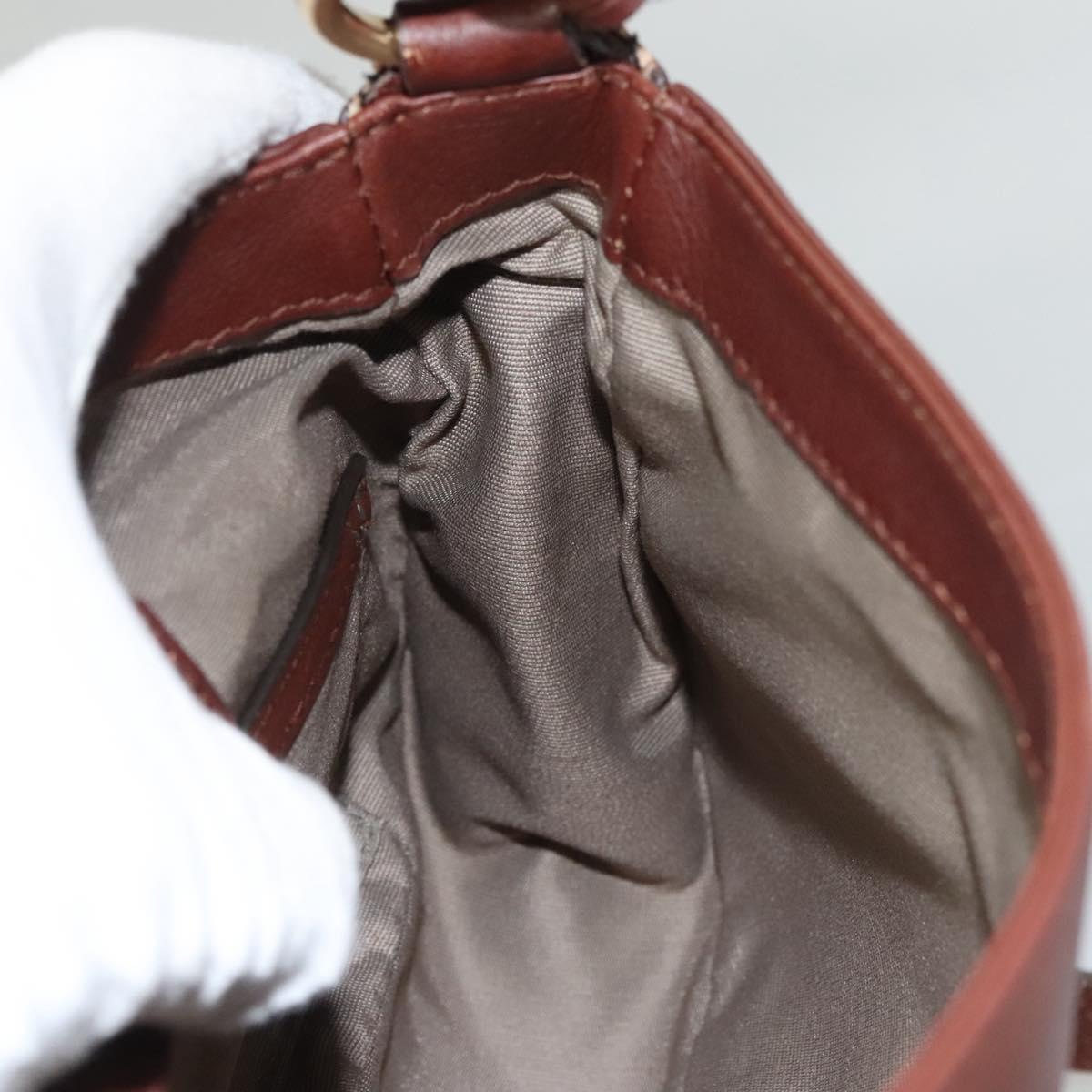 BALLY Hand Bag Leather 2way Brown Gold Auth 123408