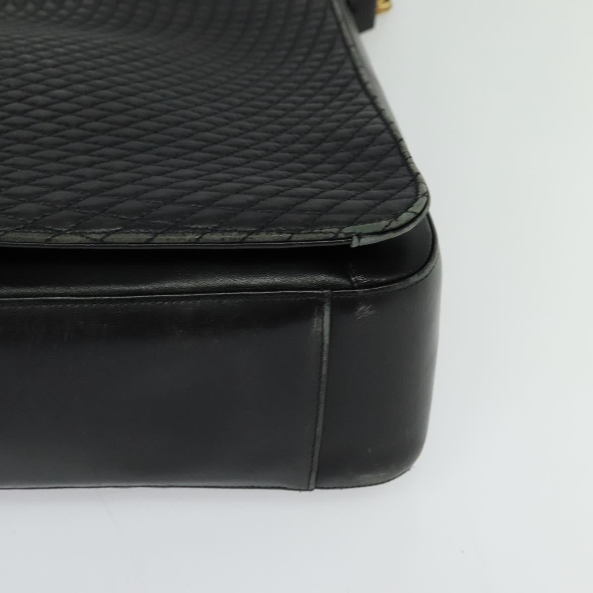 BALLY Shoulder Bag Leather Black Gold Auth 123425