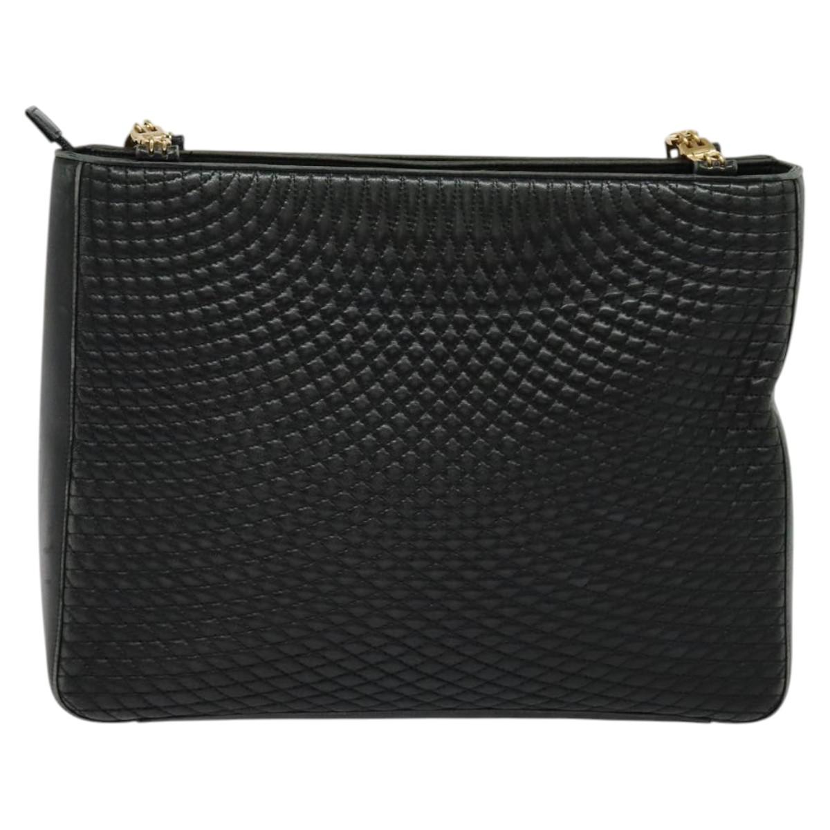 BALLY Shoulder Bag Leather Black Gold Auth 123425