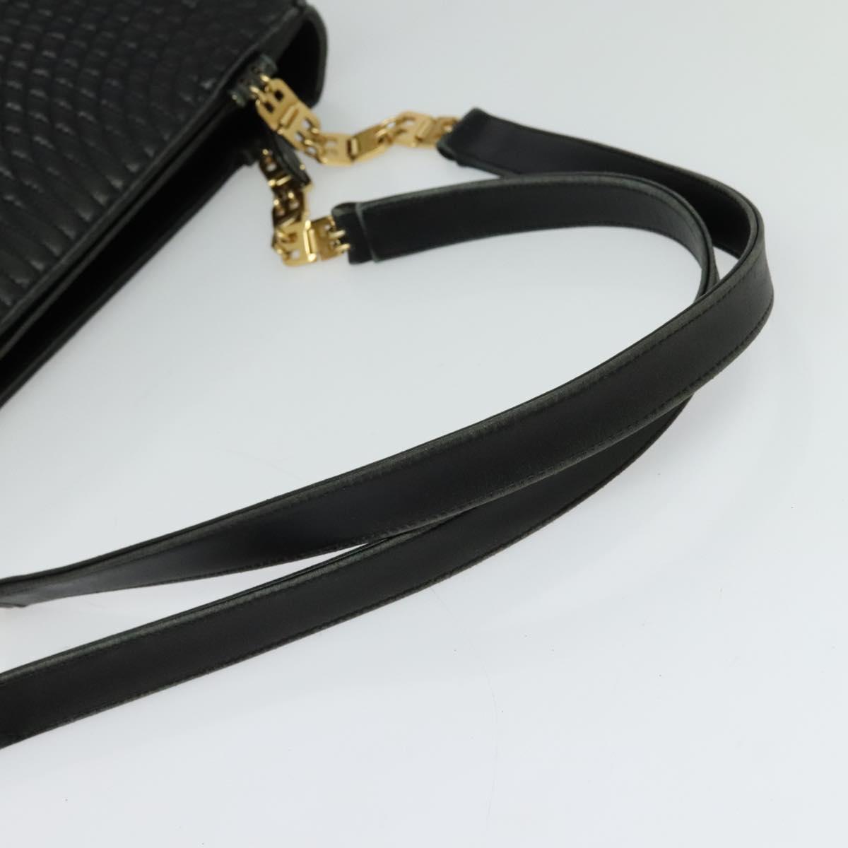 BALLY Shoulder Bag Leather Black Gold Auth 123425