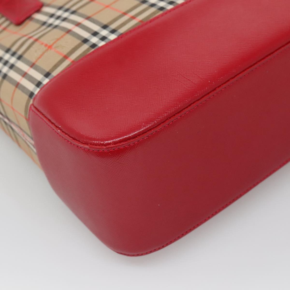 BURBERRY Nova Check Shoulder Bag Canvas Beige Gold Auth 123426