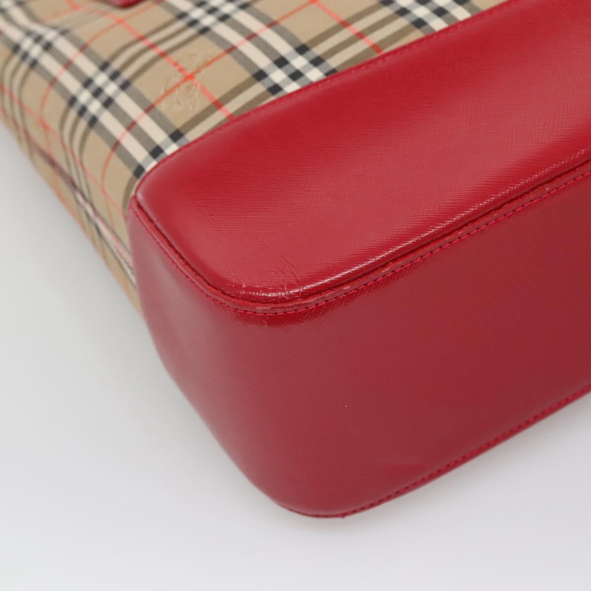 BURBERRY Nova Check Shoulder Bag Canvas Beige Gold Auth 123426