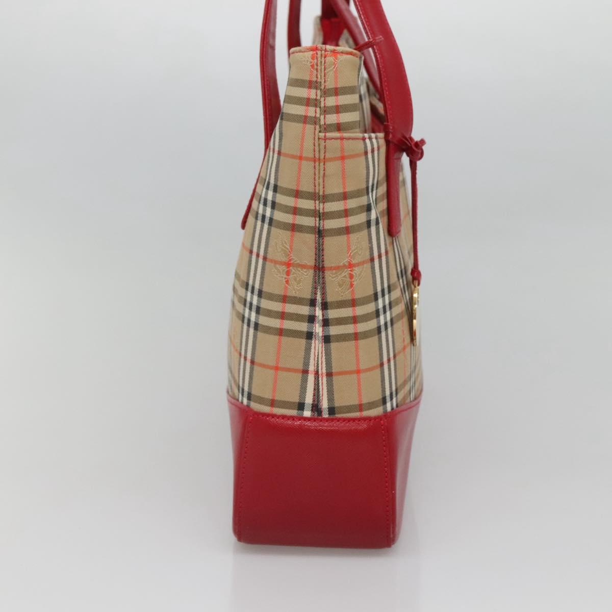 BURBERRY Nova Check Shoulder Bag Canvas Beige Gold Auth 123426