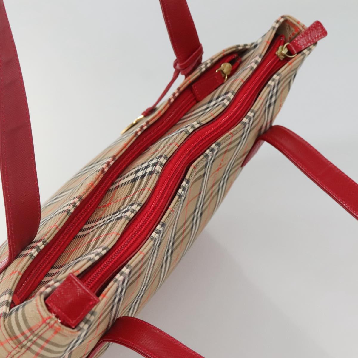 BURBERRY Nova Check Shoulder Bag Canvas Beige Gold Auth 123426