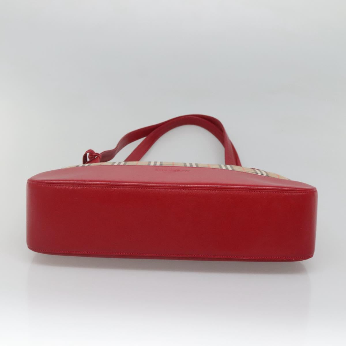 BURBERRY Nova Check Shoulder Bag Canvas Beige Gold Auth 123426