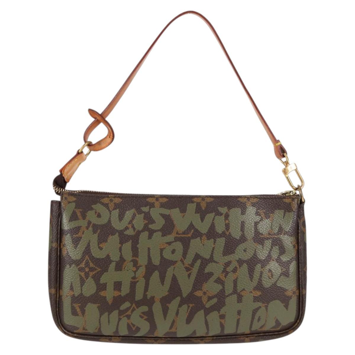 LOUIS VUITTON Graffiti Pochette Accessoires Pouch Khaki M92191 Auth 123438V