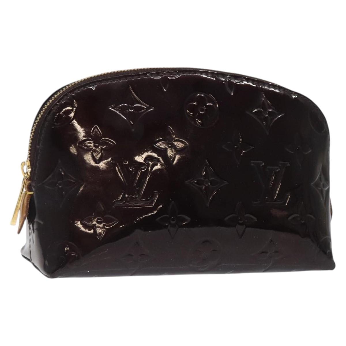LOUIS VUITTON Monogram Vernis Pochette Cosmetic PM Amarante M91495 Auth 123448