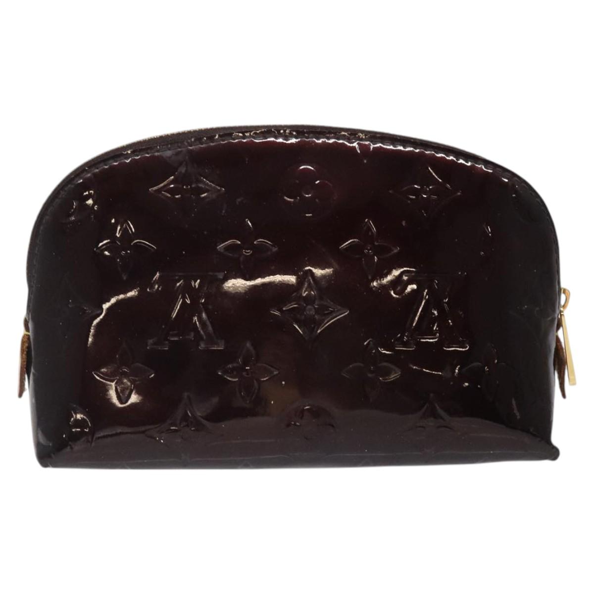 LOUIS VUITTON Monogram Vernis Pochette Cosmetic PM Amarante M91495 Auth 123448