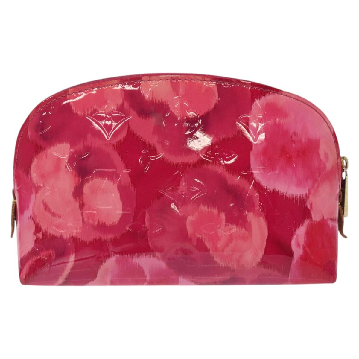 LOUIS VUITTON Vernis Ikat Flower Pochette Cosmetic Pink M90045 LV Auth 123450