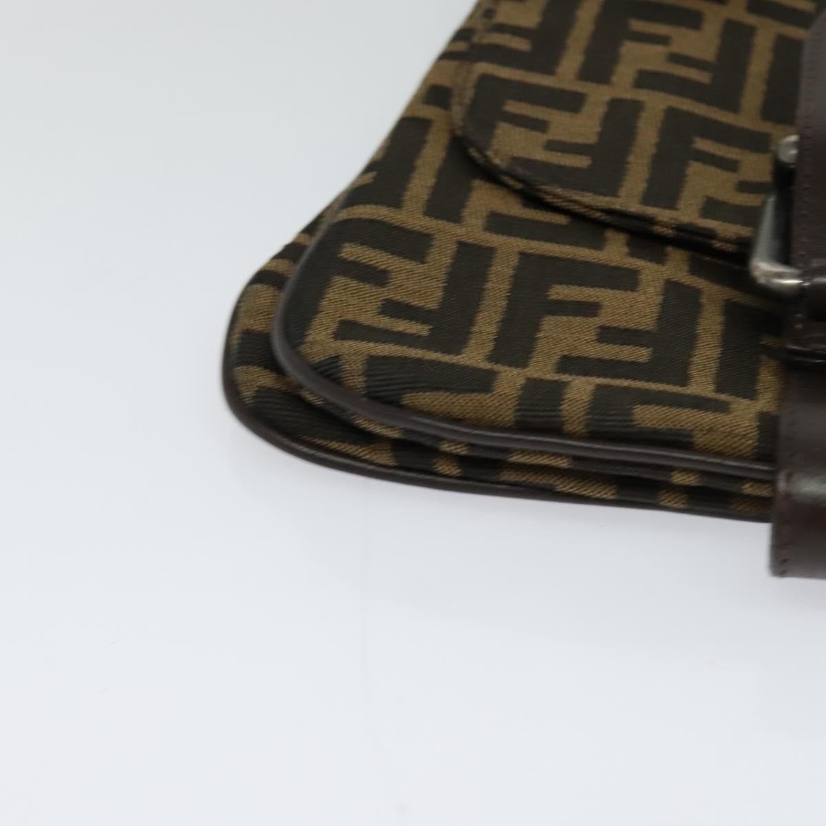 FENDI Zucca Canvas Mamma Baguette Shoulder Bag Brown Black Auth 123461