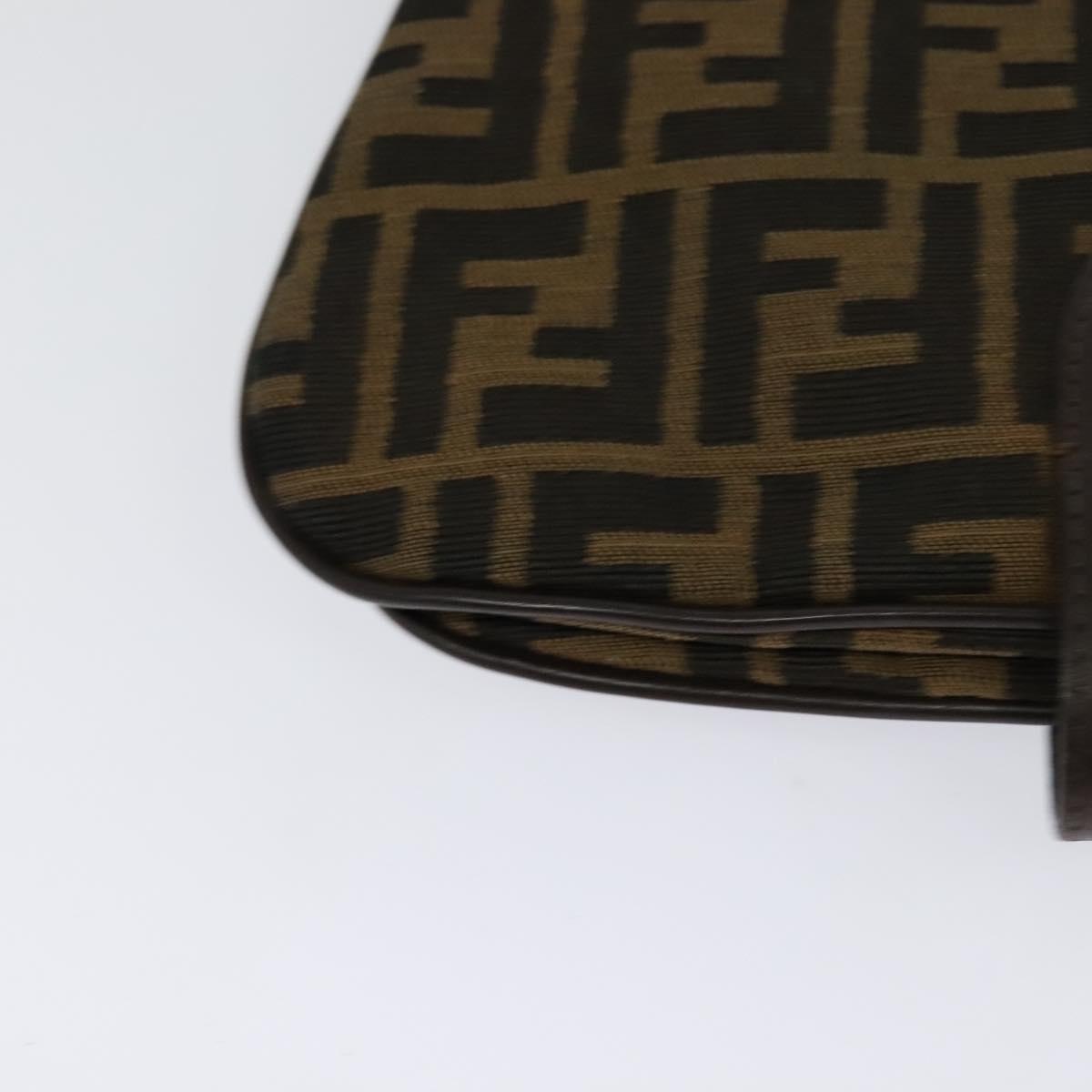 FENDI Zucca Canvas Mamma Baguette Shoulder Bag Brown Black Auth 123461