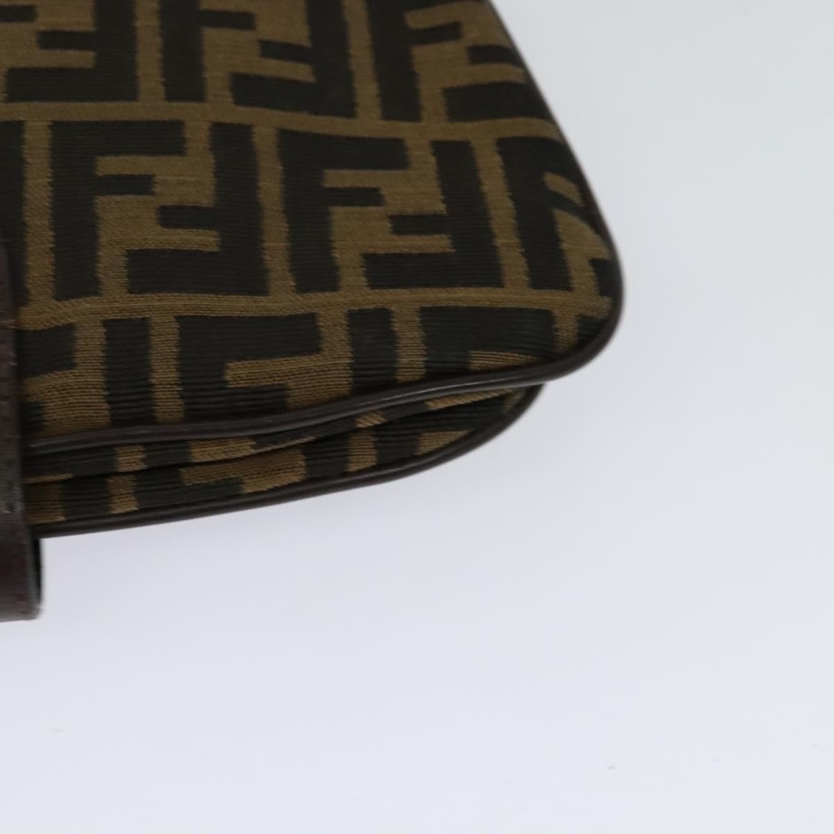 FENDI Zucca Canvas Mamma Baguette Shoulder Bag Brown Black Auth 123461