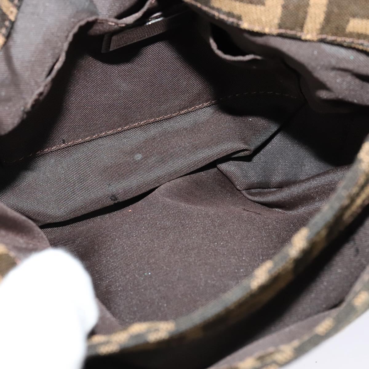 FENDI Zucca Canvas Mamma Baguette Shoulder Bag Brown Black Auth 123461