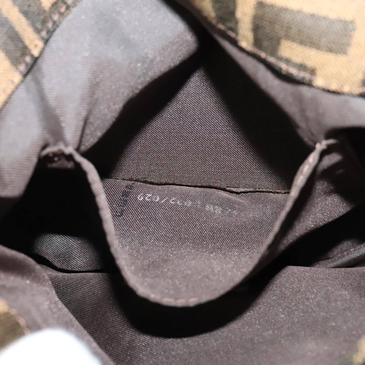 FENDI Zucca Canvas Mamma Baguette Shoulder Bag Brown Black Auth 123461