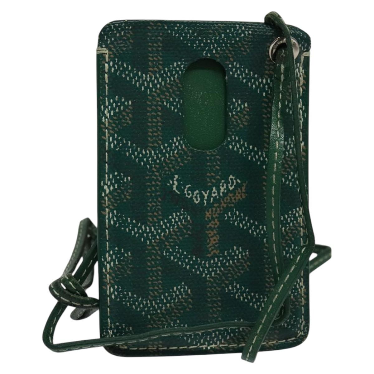 GOYARD Herringbone Pass Case PVC Leather Green Auth 123464