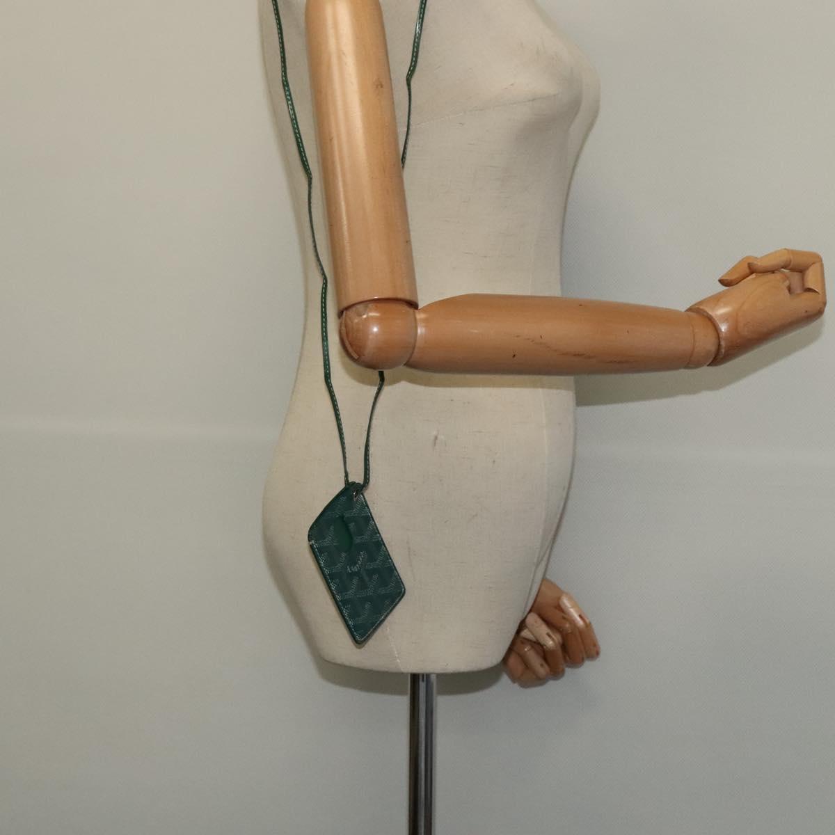 GOYARD Herringbone Pass Case PVC Leather Green Auth 123464