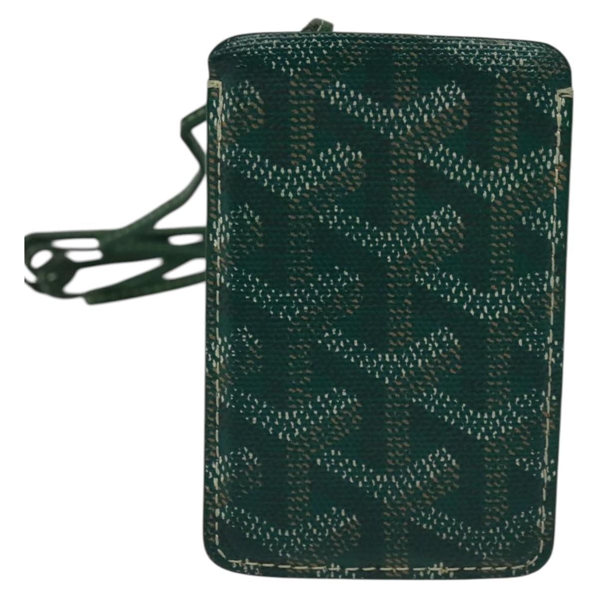 GOYARD Herringbone Pass Case PVC Leather Green Auth 123464