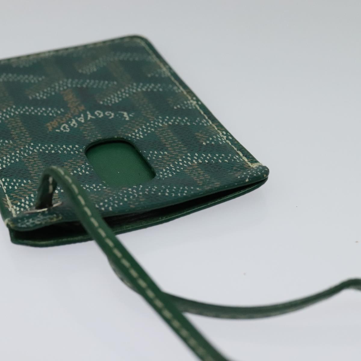 GOYARD Herringbone Pass Case PVC Leather Green Auth 123464