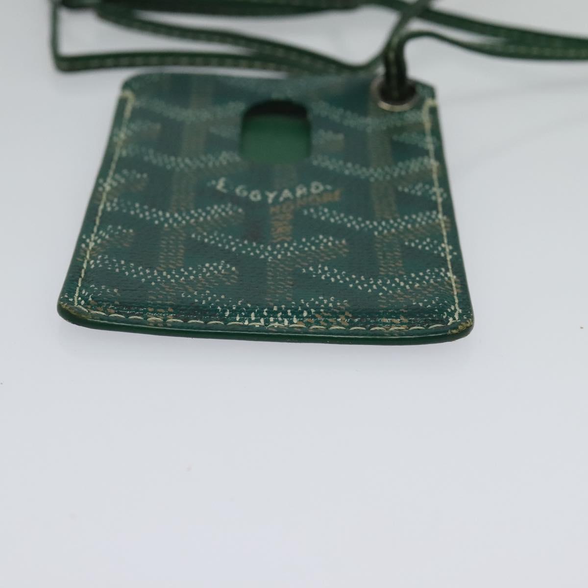 GOYARD Herringbone Pass Case PVC Leather Green Auth 123464