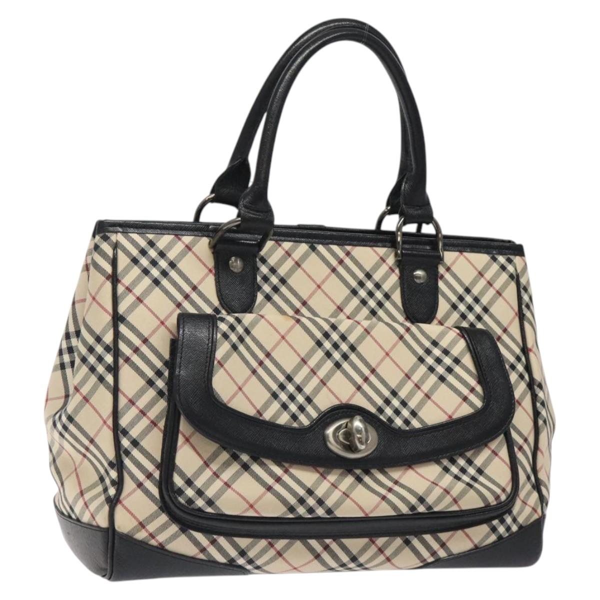 BURBERRY Nova Check Hand Bag Canvas Beige Auth 123490