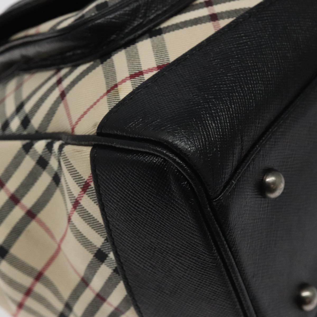 BURBERRY Nova Check Hand Bag Canvas Beige Auth 123490