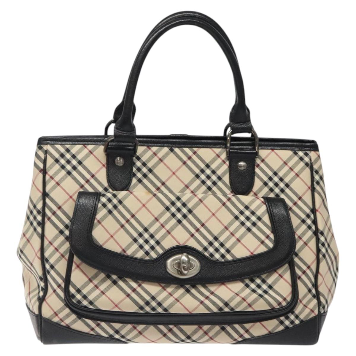 BURBERRY Nova Check Hand Bag Canvas Beige Auth 123490