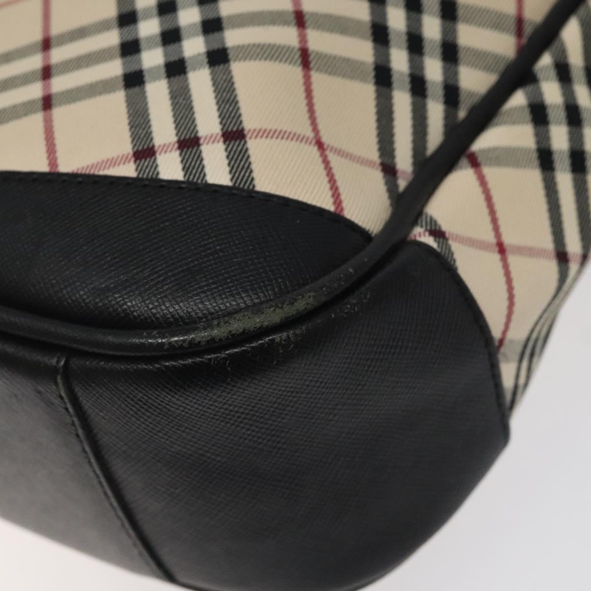 BURBERRY Nova Check Shoulder Bag Canvas Beige Silver Auth 123493