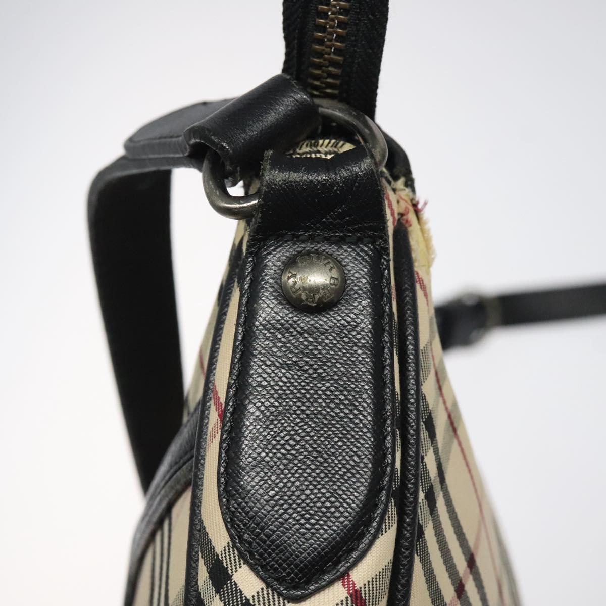 BURBERRY Nova Check Shoulder Bag Canvas Beige Silver Auth 123493
