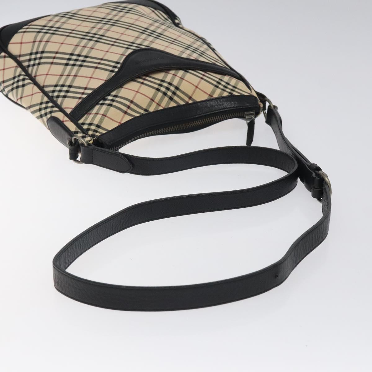 BURBERRY Nova Check Shoulder Bag Canvas Beige Silver Auth 123493