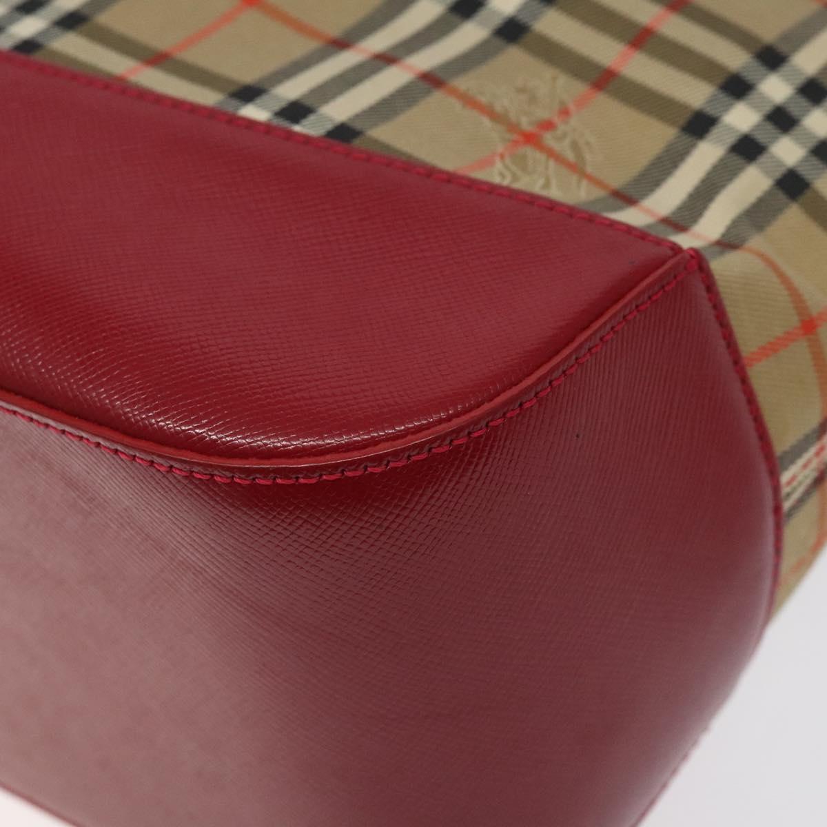 BURBERRY Nova Check Hand Bag Canvas Beige Gold Auth 123495