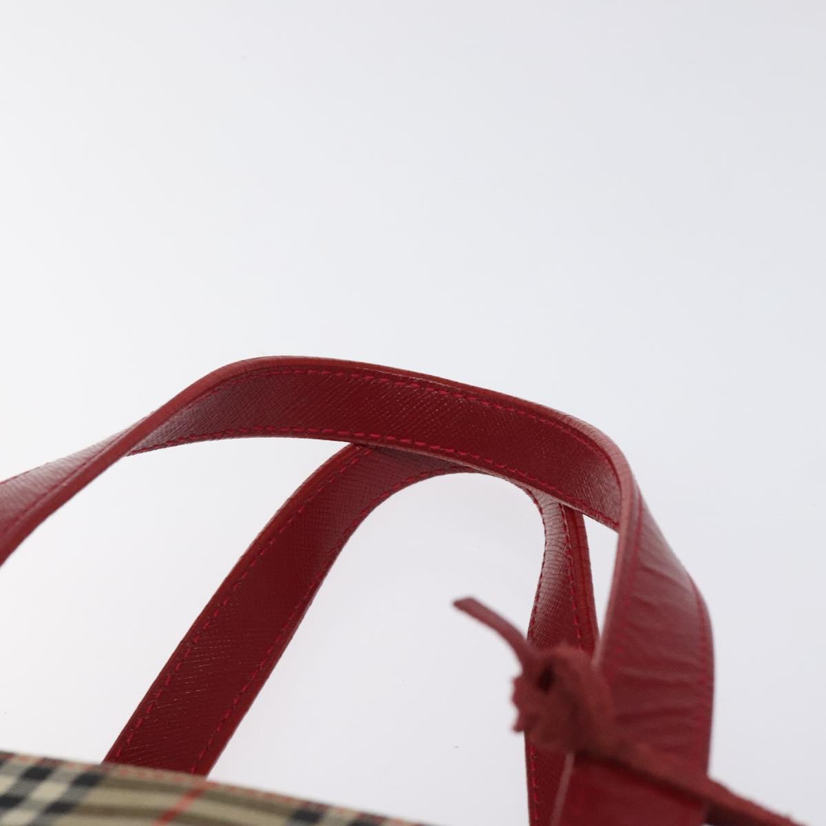 BURBERRY Nova Check Hand Bag Canvas Beige Gold Auth 123495