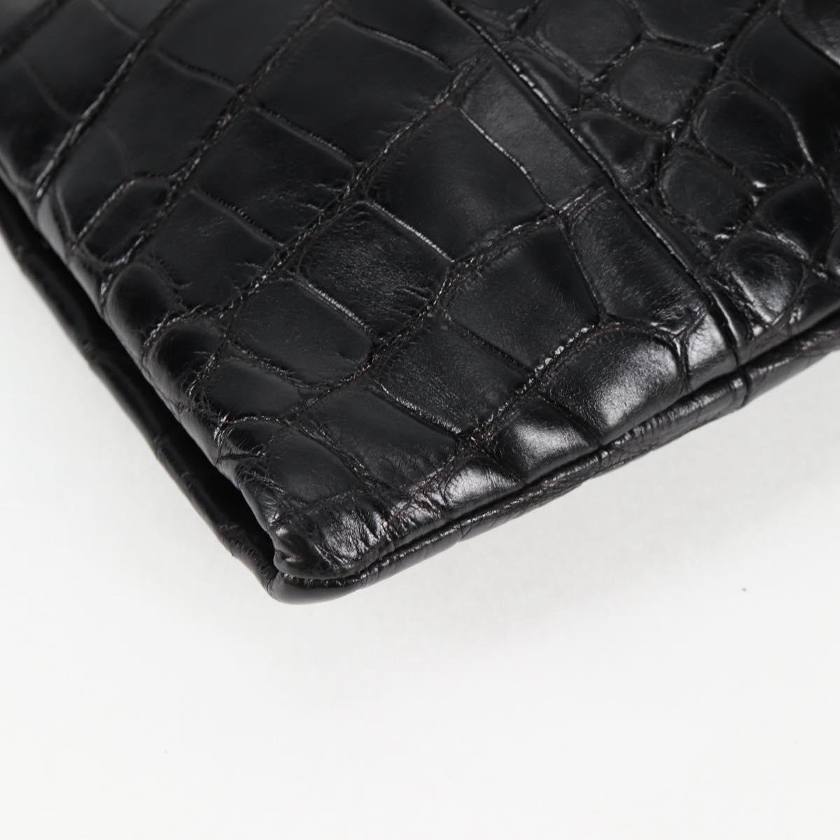 GUCCI Chain Shoulder Bag Leather Black Gold 290682 Auth 123498V