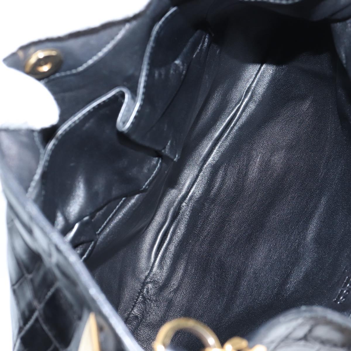 GUCCI Chain Shoulder Bag Leather Black Gold 290682 Auth 123498V