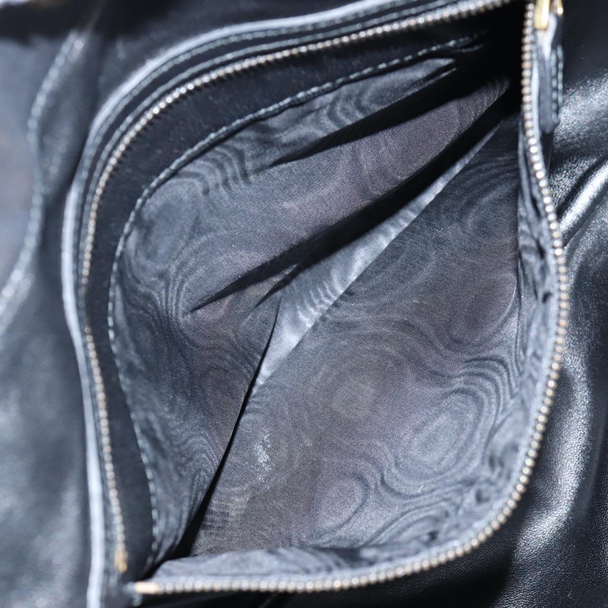 GUCCI Chain Shoulder Bag Leather Black Gold 290682 Auth 123498V