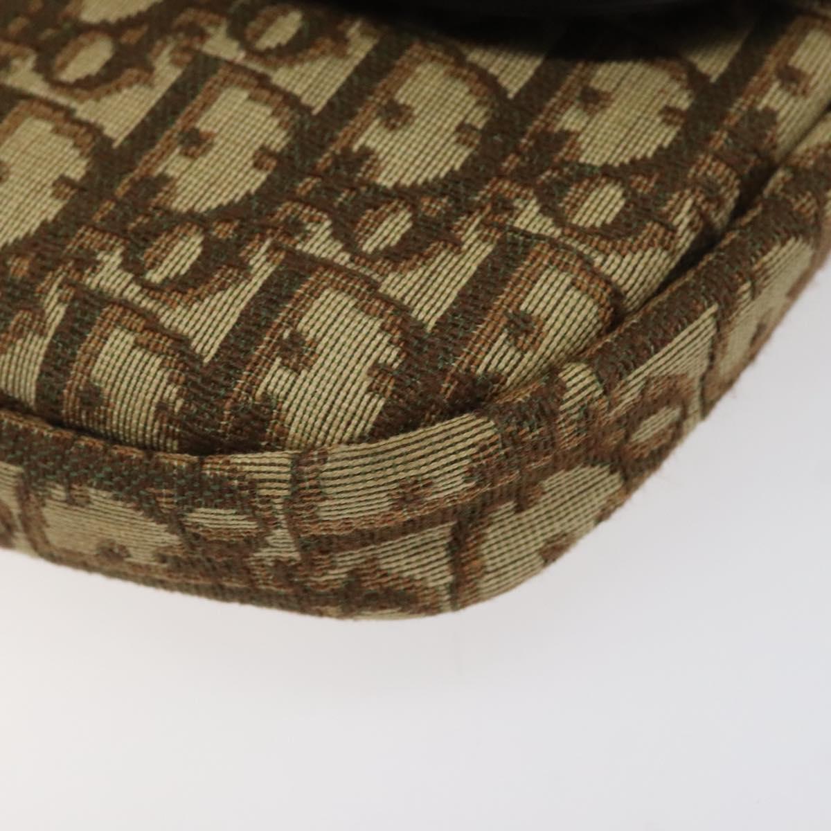 Christian Dior Trotter Canvas Shoulder Bag Brown Gold Auth 123499