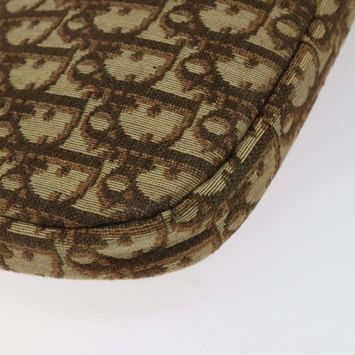 Christian Dior Trotter Canvas Shoulder Bag Brown Gold Auth 123499