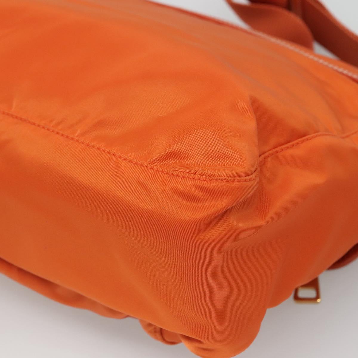PRADA Shoulder Bag Nylon Orange Gold Auth 123505
