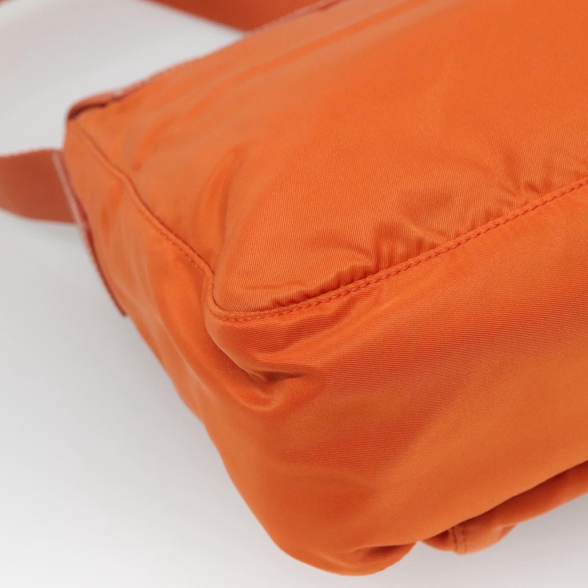 PRADA Shoulder Bag Nylon Orange Gold Auth 123505