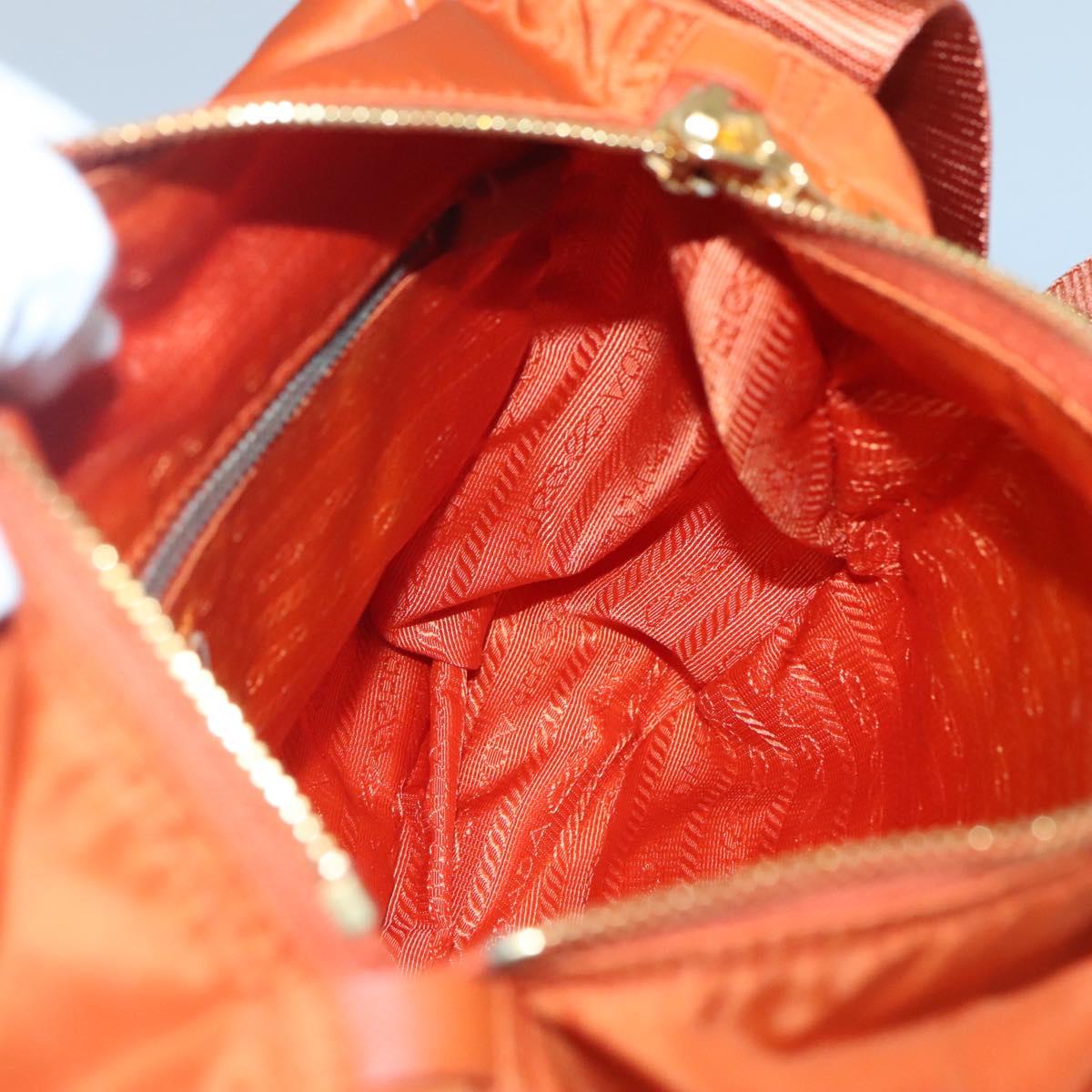 PRADA Shoulder Bag Nylon Orange Gold Auth 123505