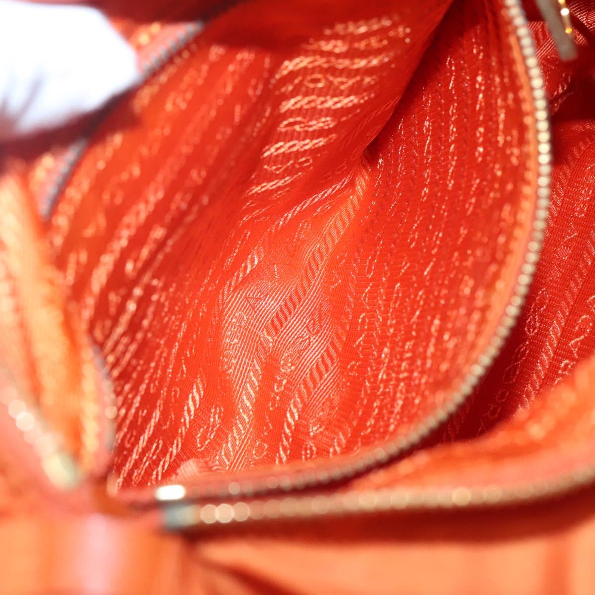PRADA Shoulder Bag Nylon Orange Gold Auth 123505