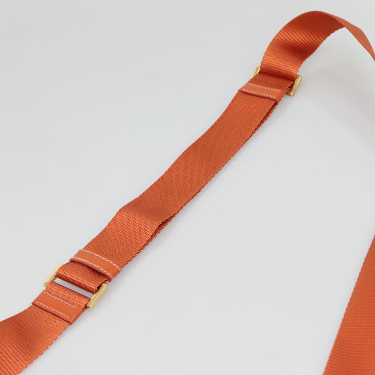 PRADA Shoulder Bag Nylon Orange Gold Auth 123505