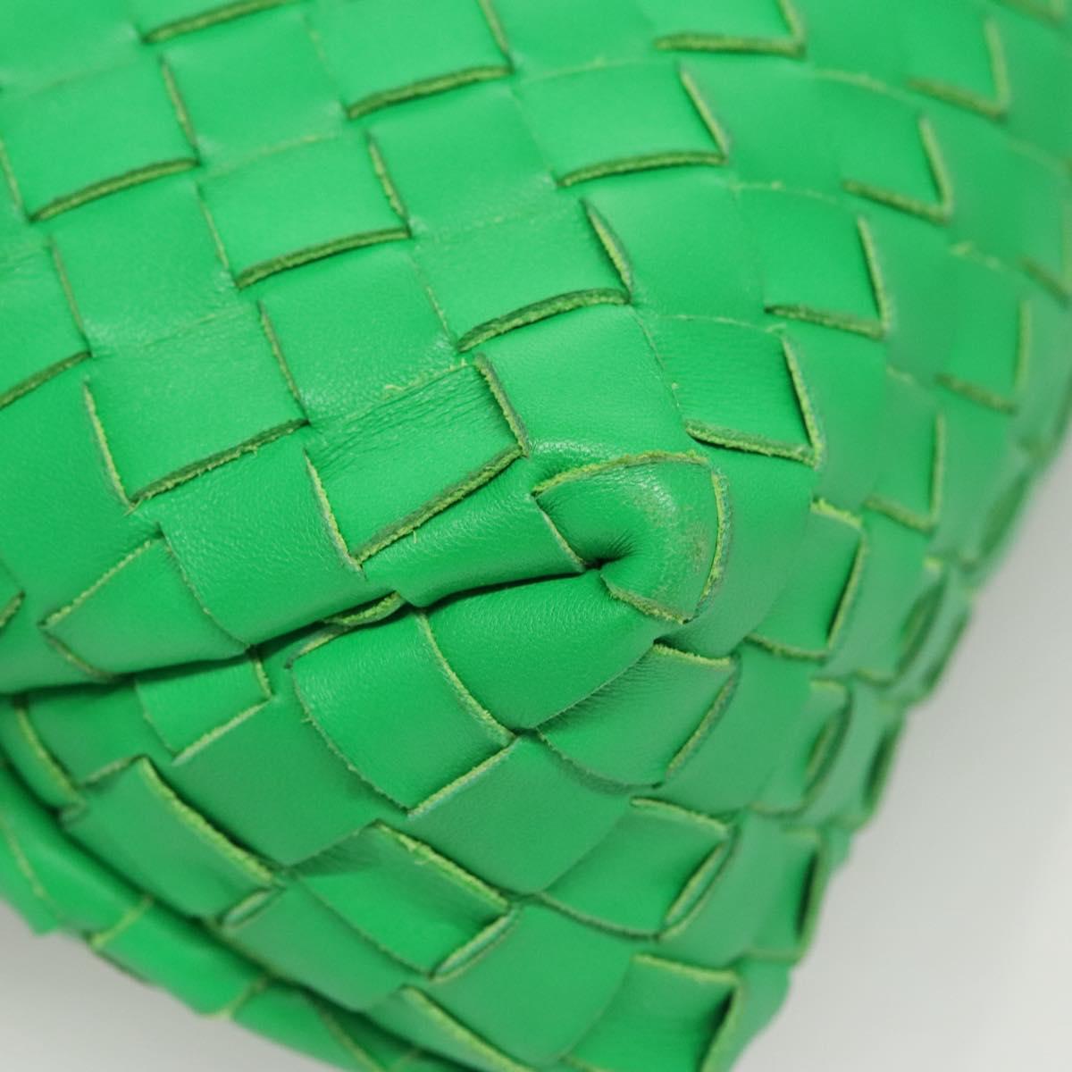BOTTEGA VENETA INTRECCIATO Shoulder Bag Leather Green Gold Auth 123508