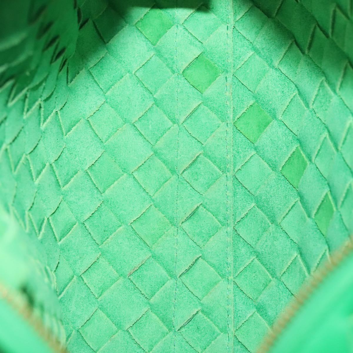 BOTTEGA VENETA INTRECCIATO Shoulder Bag Leather Green Gold Auth 123508