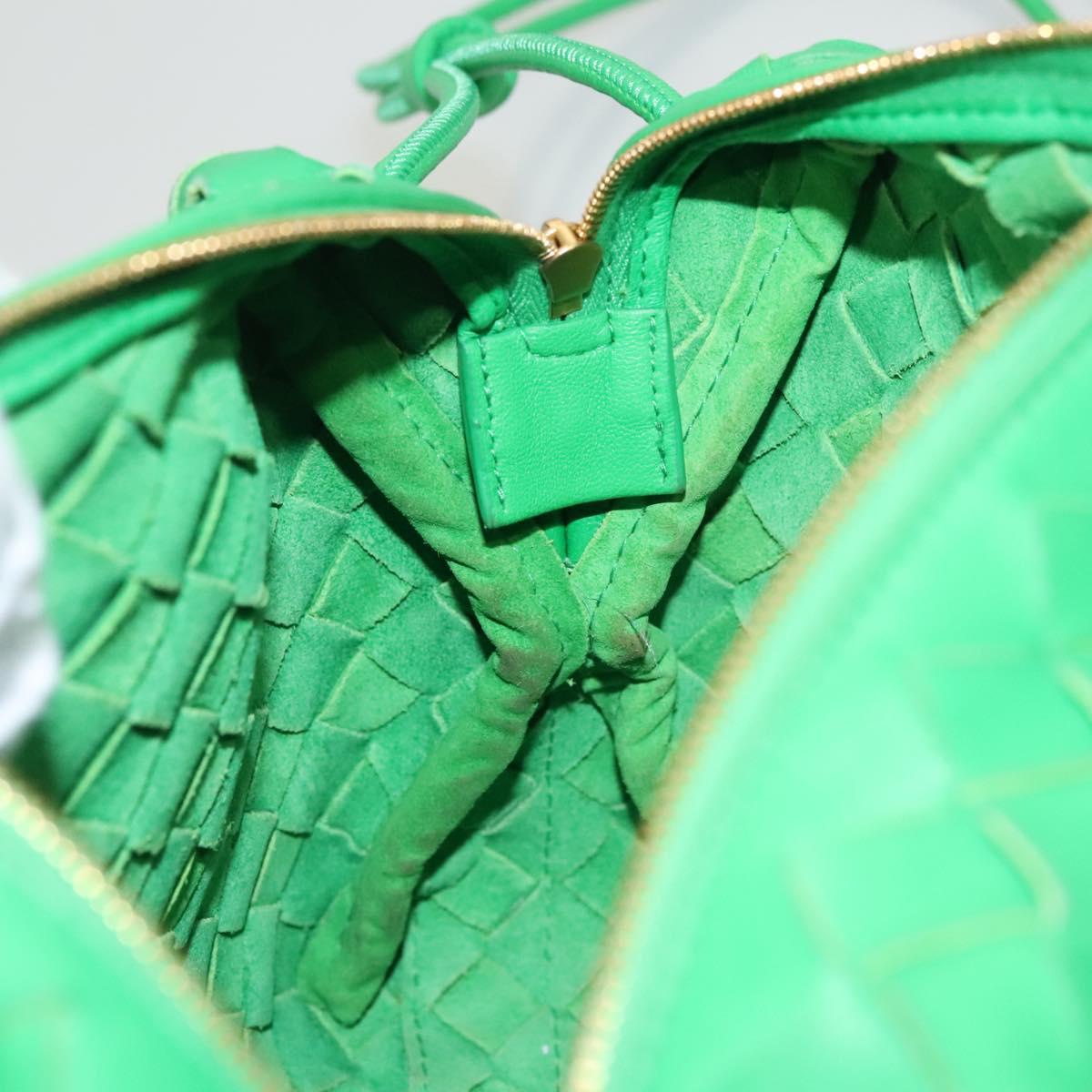 BOTTEGA VENETA INTRECCIATO Shoulder Bag Leather Green Gold Auth 123508