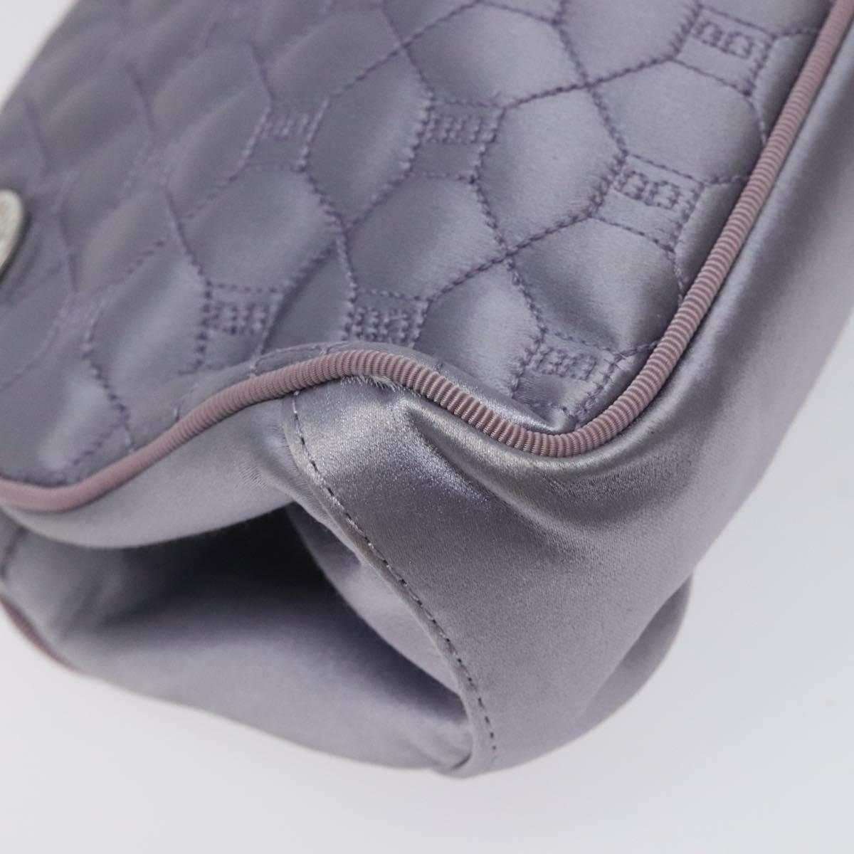 BALLY Chain Hand Bag Satin Purple Silver Auth 123509